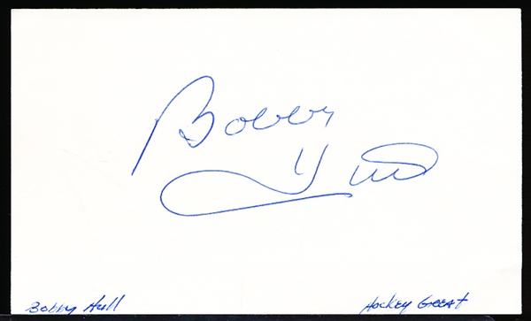 Autographed Bobby Hull Hockey Index Card
