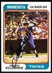 Autographed 1974 Topps Bsbl. #400 Harmon Killebrew