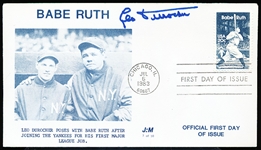 Autographed July 6, 1983 J:M Babe Ruth 1st Day of Issue Cachet- Signed by Leo Durocher