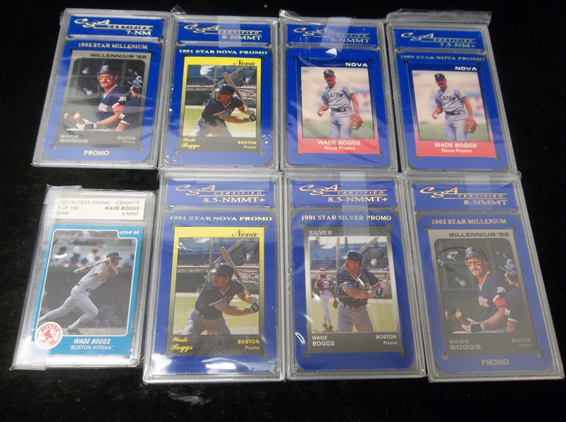 1988-92 Star Company Bsbl.- 8 Asst. Wade Boggs Graded Promo Cards- All CSA Graded