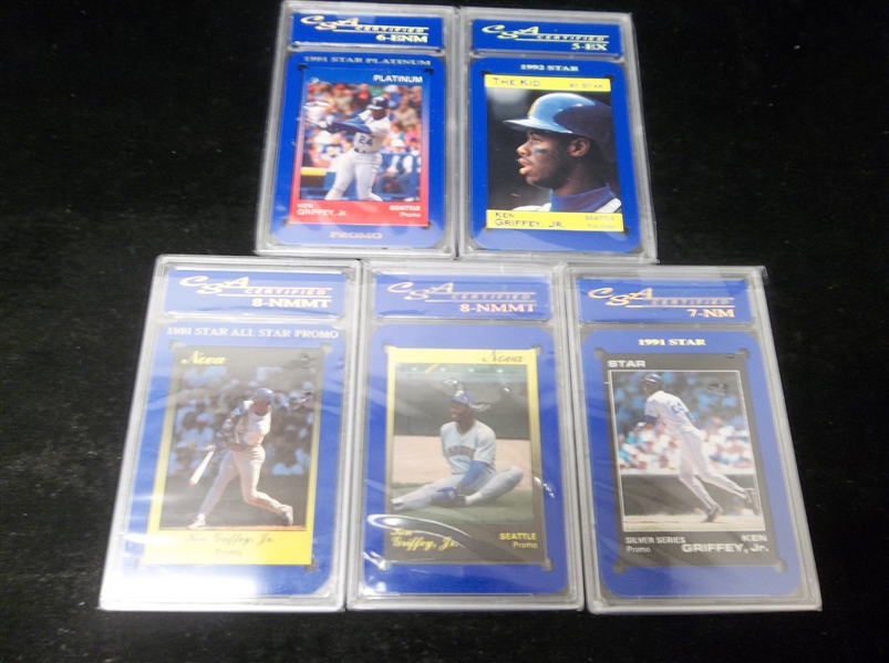 1990-92 Star Company Bsbl.- 5 Diff. Graded Ken Griffey, Jr. Cards- All CSA Graded