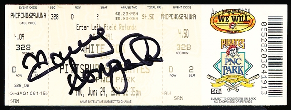 Autographed June 29, 2004 Chicago White Sox @ Pittsburgh Pirates Full Ticket by Manny Sanguillen