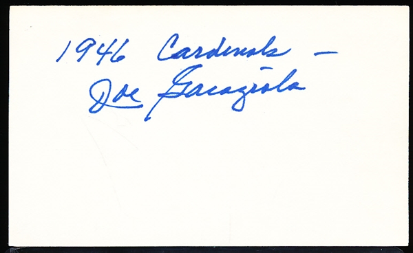 Autographed Joe Garagiola Bsbl. Index Card