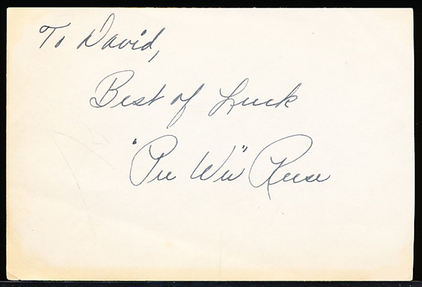 Autographed Pee Wee Reese Bsbl. Cut Signature