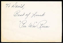 Autographed Pee Wee Reese Bsbl. Cut Signature
