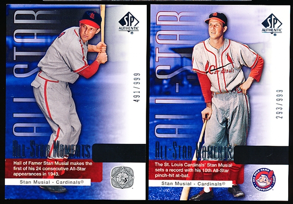 2004 SP Authentic Bb- Two Diff. Serial Numbered Stan Musial Subset Cards