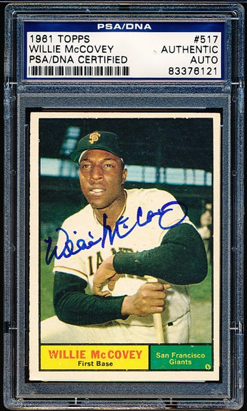 Autographed 1961 Topps Baseball- #517 Willie McCovey, Giants- PSA/ DNA Certified & Encapsulated
