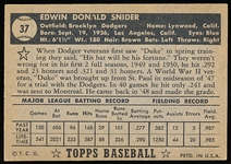 1952 Topps Baseball- #37 Duke Snider, Dodgers- Black Back
