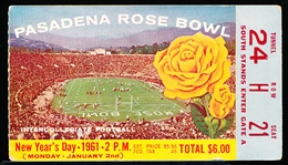 1961 Rose Bowl College Ftbl. Ticket Stub- Minnesota vs. Washington