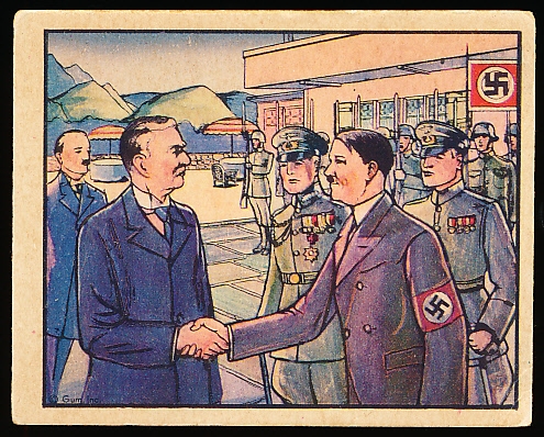 1938 Gum, Inc. “Horrors of War” #286 Chamberlain Meets Hitler in Peace Effort