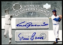 2005 Upper Deck Hall of Fame Baseball- Signs of Cooperstown Autograph Rainbow- #AB Luis Aparicio/ Ernie Banks Dual Signed Card- 1 of 1