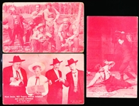 1920’s Western/Cowboy Exhibit Cards- 3 Diff- Red Tint- Plain backs