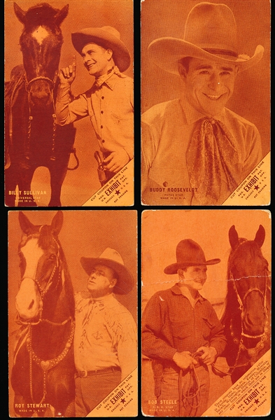 1920’s/30’s Western Cowboy Actor Exhibit Cards- 4 Diff- Peach Tint- with Exhibit Coupon Front- Blank back