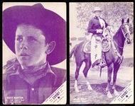 1920’s/30’s Western Cowboy Actor Exhibit Cards- 4 Diff- Purplish Tint- with Exhibit Coupon Front- Blank back