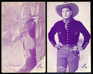 1920’s/30’s Western Cowboy Actor Exhibit Cards- 4 Diff- Purplish Tint- with Exhibit Coupon Front- Blank back