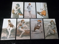 1921-’25 Exhibit Supply Co. “Beach Scenes” Colortone Blank-Backed Exhibit Cards- 7 Diff.