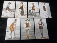 1921-’25 Exhibit Supply Co. “Beach Scenes” Colortone Blank-Backed Exhibit Cards- 7 Diff.
