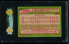 1985 Topps Baseball- #401 Mark McGwire RC- SGC 60 (Ex)