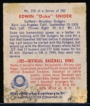 1949 Bowman Bb- #226 Duke Snider RC, Brooklyn Dodgers- Hi#