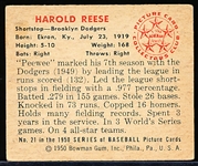 1950 Bowman Bb- #21 Pee Wee Reese, Dodgers