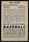1952 Bowman Baseball- #43 Bob Feller, Cleveland