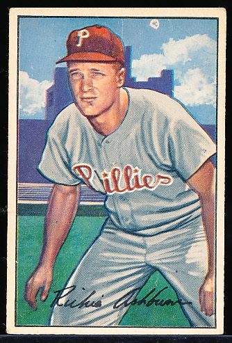 1952 Bowman Baseball- #53 Richie Ashburn, Phillies