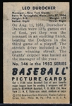 1952 Bowman Bb- #146 Leo Durocher, Giants
