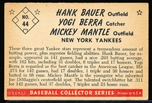 1953 Bowman Color Baseball- #44 Bauer/ Berra/ Mantle