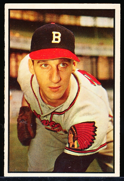 1953 Bowman Color Baseball- #99 Warren Spahn, Braves