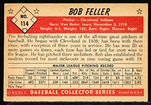 1953 Bowman Color Baseball- #114 Bob Feller, Cleveland