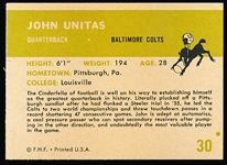 1961 Fleer Fb- #30 John Unitas, Colts