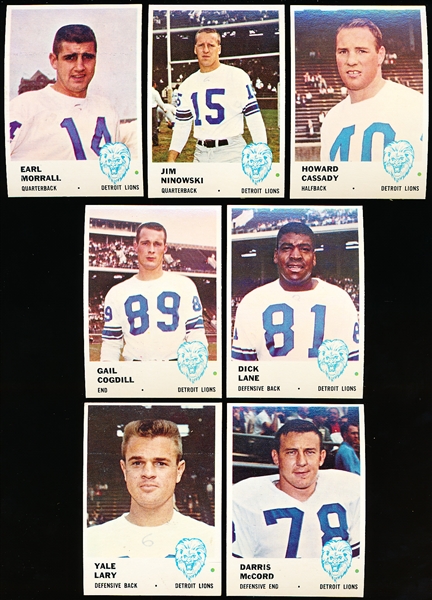 1961 Fleer Fb- 7 Diff Detroit Lions