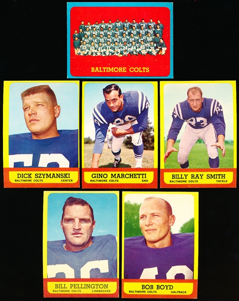 1963 Topps Fb- 6 Diff Balt Colts