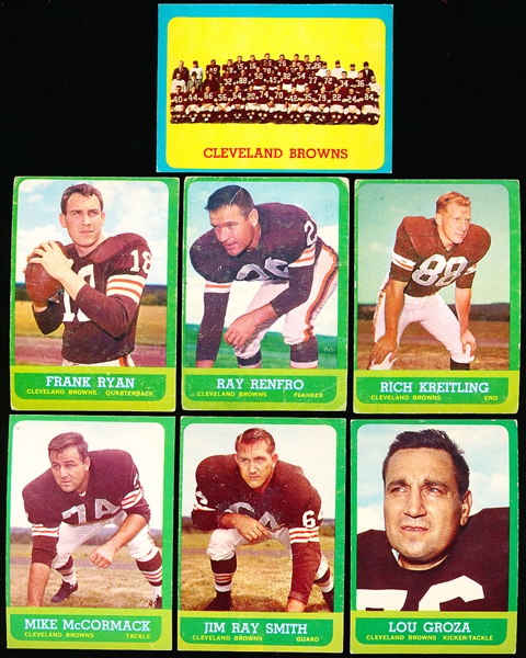 1963 Topps Fb- 10 Diff Cleveland Browns