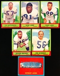 1963 Topps Fb- 6 Diff Detroit Lions
