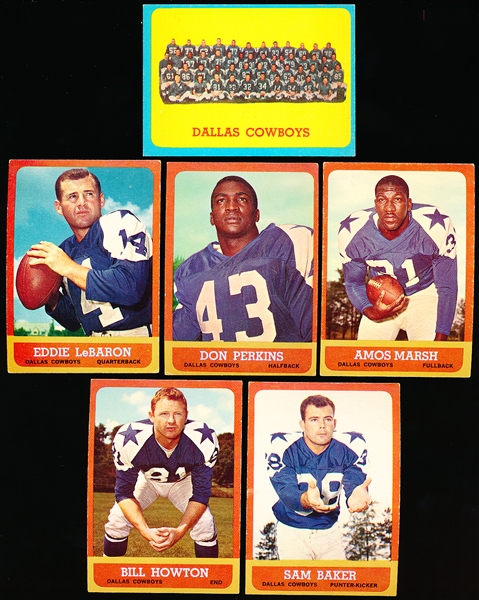 1963 Topps Fb- 6 Diff Dallas Cowboys