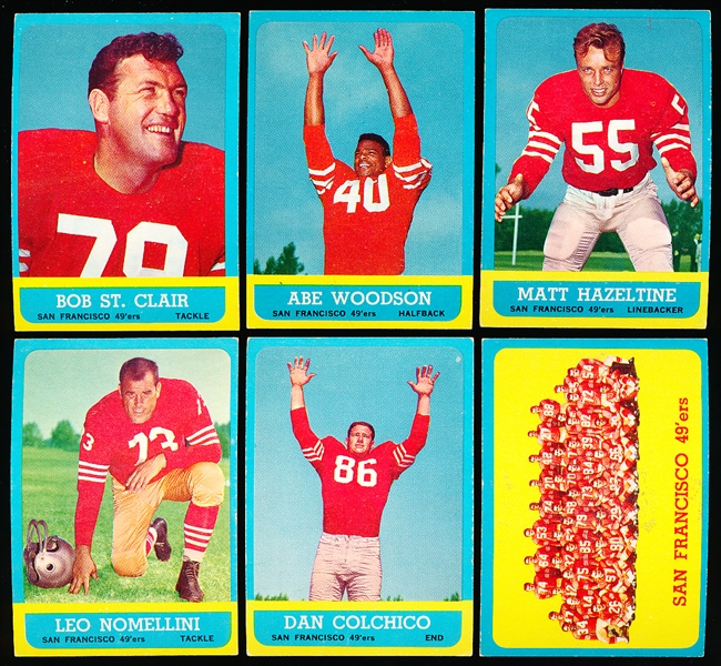 1963 Topps Fb- 6 Diff 49ers