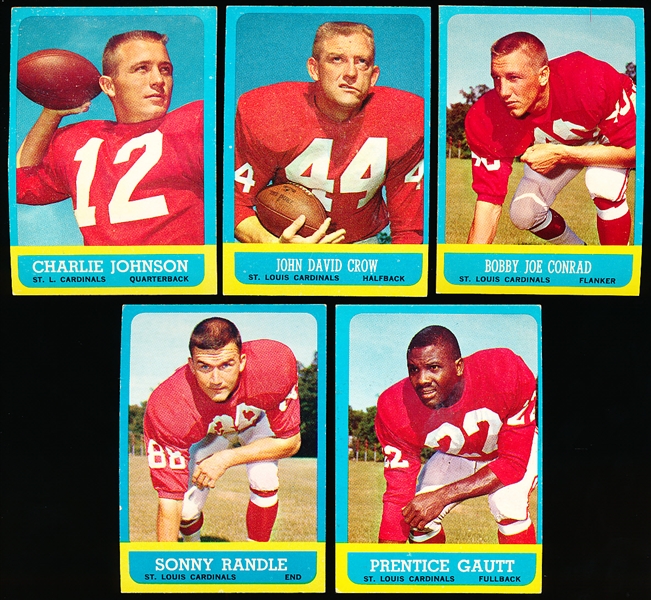 1963 Topps Fb- 5 Diff Cardinals