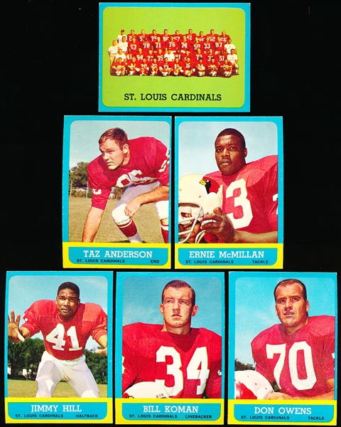 1963 Topps Fb- 6 Diff Cardinals