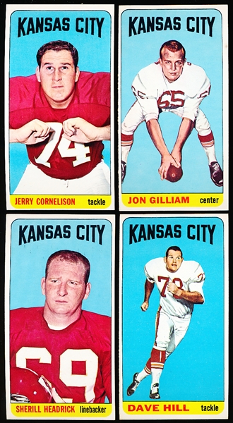 1965 Topps Football- 4 Diff KC Chiefs