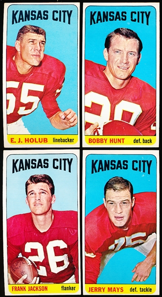 1965 Topps Football- 4 Diff KC Chiefs