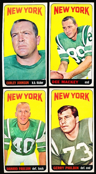 1965 Topps Football- 4 Diff NY Jets