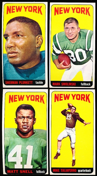 1965 Topps Football- 4 Diff NY Jets