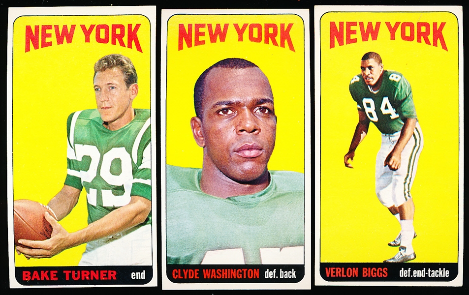 1965 Topps Football- 3 Diff NY Jets