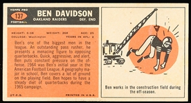 1965 Topps Football- #137 Ben Davidson, Raiders- RC SP