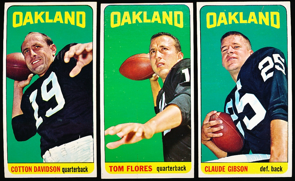 1965 Topps Football- 3 Diff Oakland Raiders