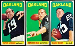 1965 Topps Football- 3 Diff Oakland Raiders
