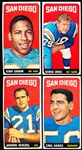1965 Topps Football- 4 Diff San Diego Chargers