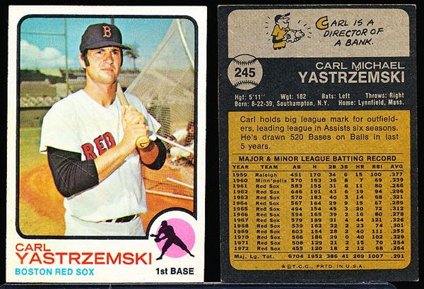 1973 Topps Bb- #245 Carl Yastrzemski, Red Sox- 7 Cards