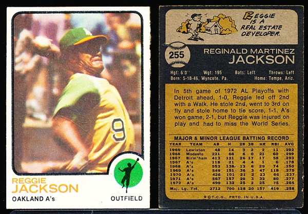 1973 Topps Bb- #255 Reggie Jackson, A’s- 6 Cards